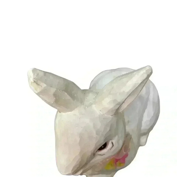 White Crackle Finish Bunny with Ribbon - Picture 7 of 10